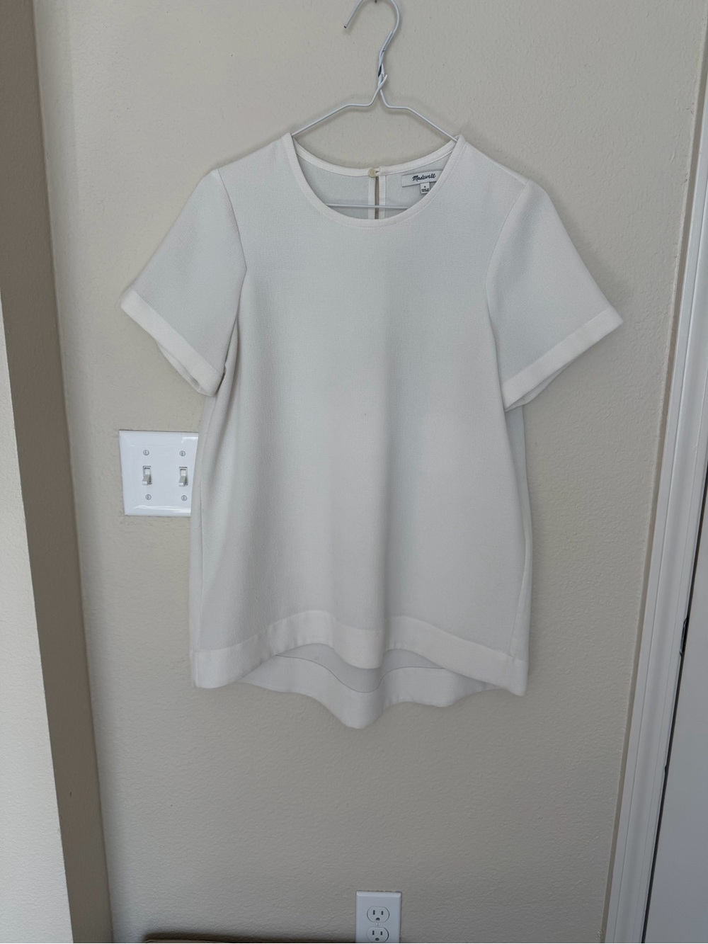 Madewell Cream Short Sleeve Tunic Blouse